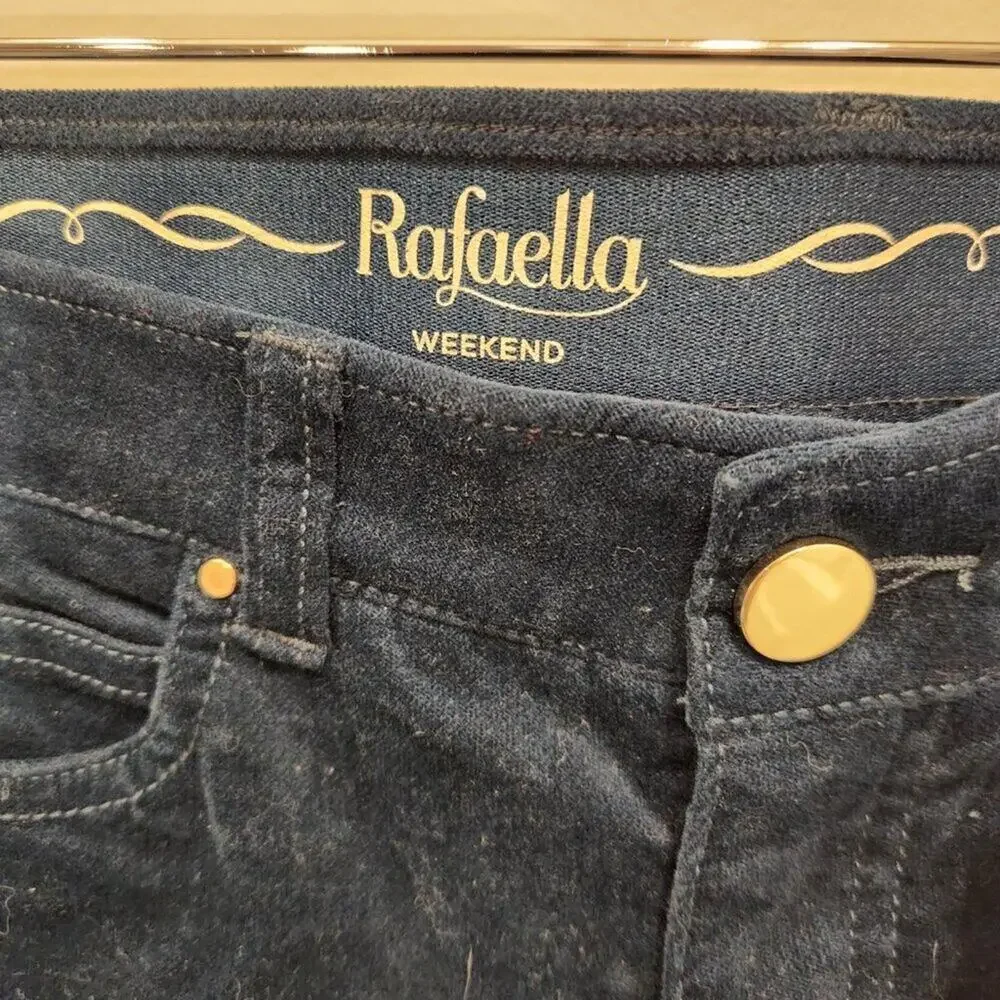 Rafaella Velour Pants Weekend Slimming Comfort Stretch Teal Blue - Size 6